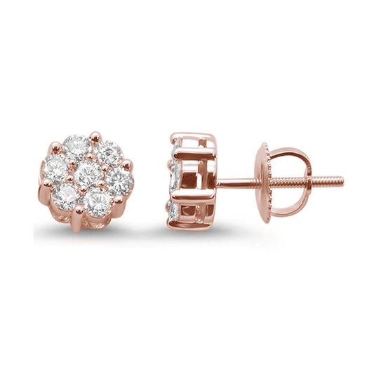 Muse Jewelry .74ct 14k Rose Gold Round Diamond Cluster Stud Earrings