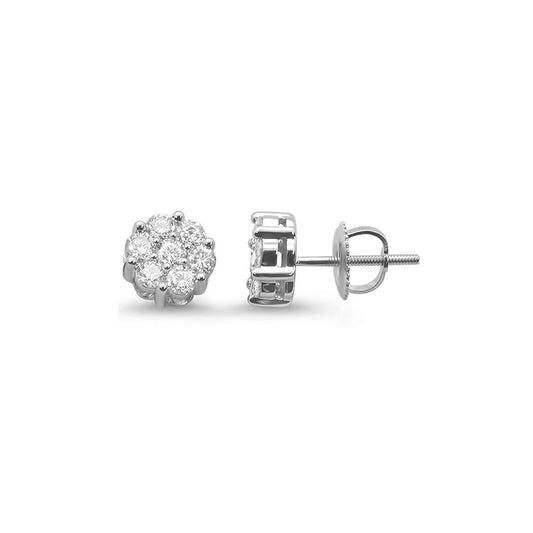 Muse Jewelry .34ct 14k White Gold Round Diamond Cluster Stud Earrings