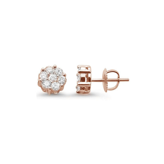 Muse Jewelry .35ct 14k Rose Gold Round Diamond Cluster Stud Earrings