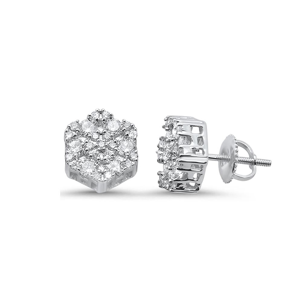 Muse Jewelry .73ct 10k White Gold Round Diamond Cluster Stud Earrings