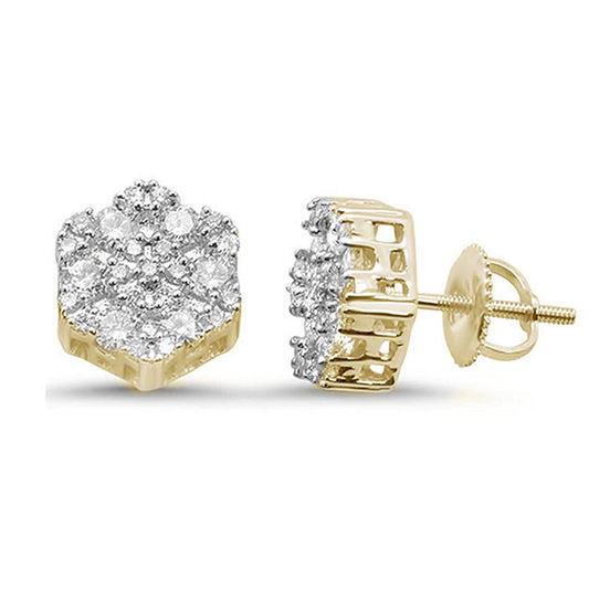 Muse Jewelry .50ct G SI 10k Yellow Gold Diamond Stud Snowflake Earrings