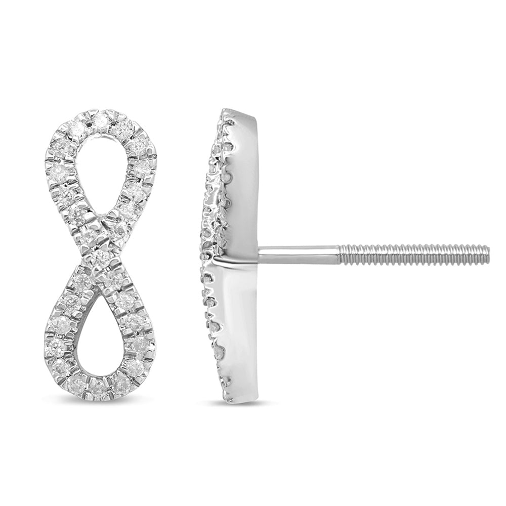 Muse Jewelry .17ct 14k White Gold Diamond Infinity Style Earrings