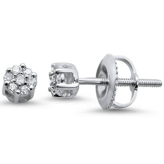 Muse Jewelry .11ct 14KT White Gold Flower Diamond Stud Earrings