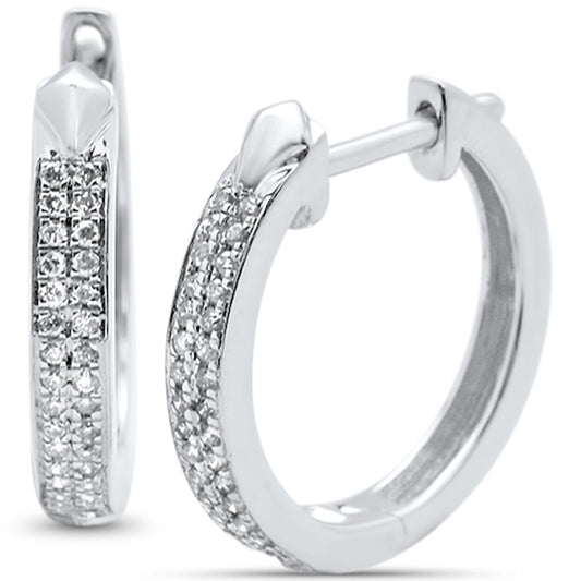 Muse Jewelry .15ct 10k White Gold Hoop Huggie Diamond Earrings