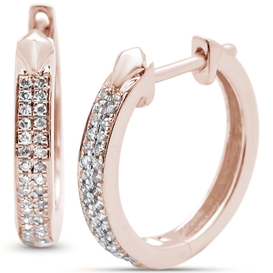 Muse Jewelry .16ct 10k Rose Gold Diamond Hoop Huggie Earrings