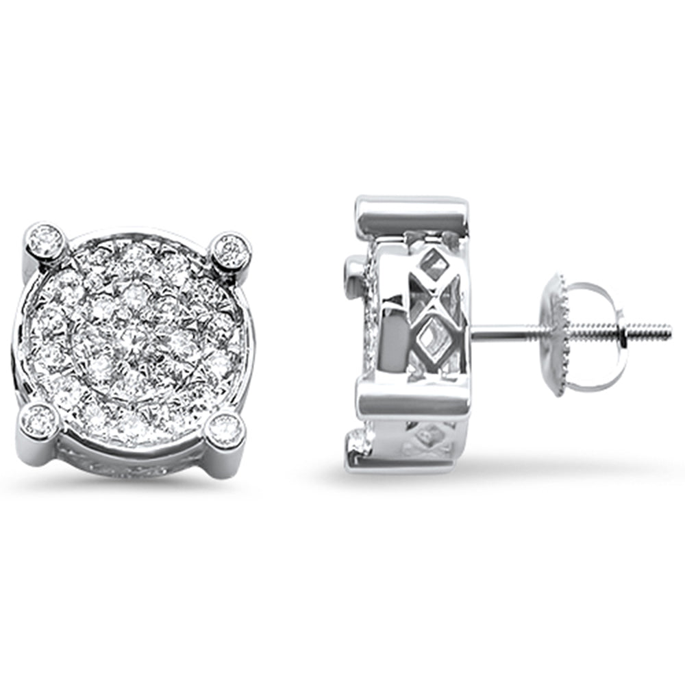 Muse Jewelry 1.11cts 10k White gold Round Micro Pave Diamond Stud Earrings