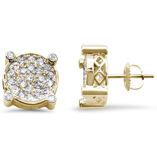 Muse Jewelry 1.12cts 10k Yellow Gold Round Micro Pave Diamond Stud Earrings