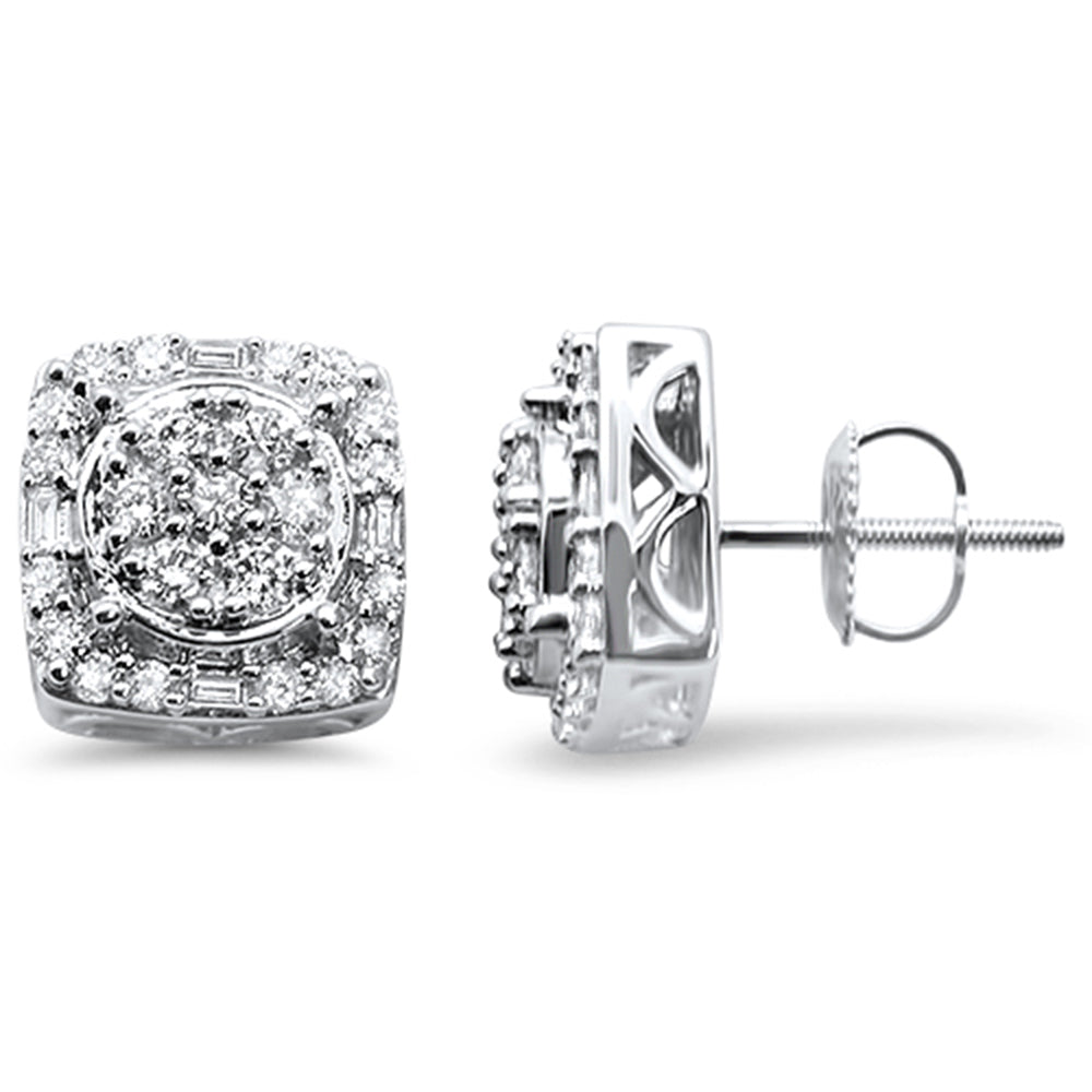 Muse Jewelry 1.05cts 10k White gold Square Micro Pave Diamond Stud Earrings