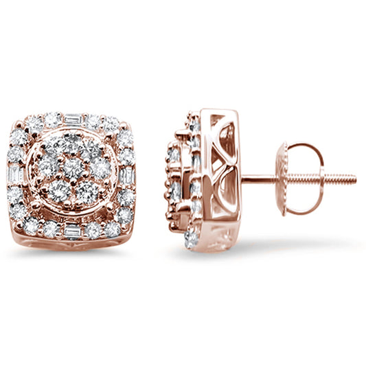 Muse Jewelry 1.06cts 10k Rose Gold Square Micro Pave Diamond Stud Earrings