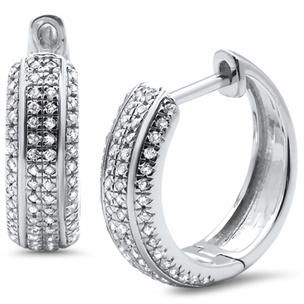 Muse Jewelry .35ct 10k White Gold Diamond Micro Pave Hoop Huggie Earrings