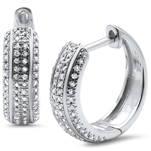 Muse Jewelry .35ct 10k White Gold Diamond Micro Pave Hoop Huggie Earrings