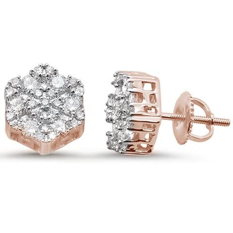 Muse Jewelry 1.03ct 14k Gold Diamond Micro Pave Stud Earrings