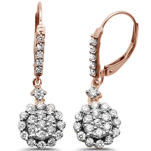 Muse Jewelry 1.00ct 14k Rose Gold Diamond Drop Dangle Earrings