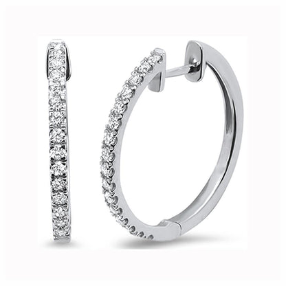 Muse Jewelry .27ct 10k White Gold Diamond Hoop Huggie Earrings