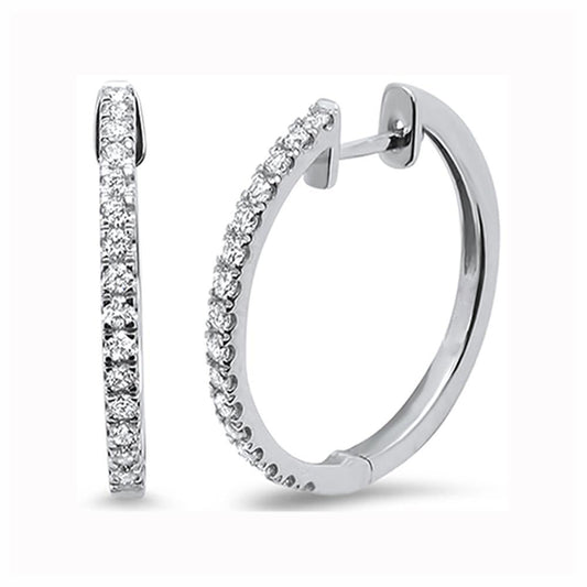 Muse Jewelry .27ct 10k White Gold Diamond Hoop Huggie Earrings