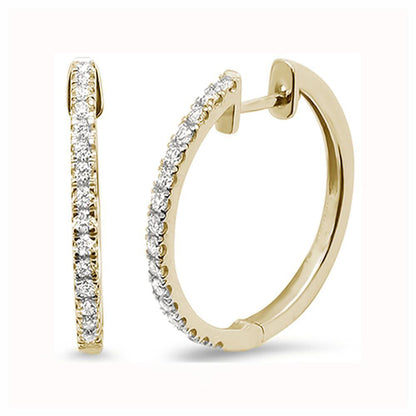 Muse Jewelry .24ct 10k Yellow Gold Diamond Hoop Huggie Earrings