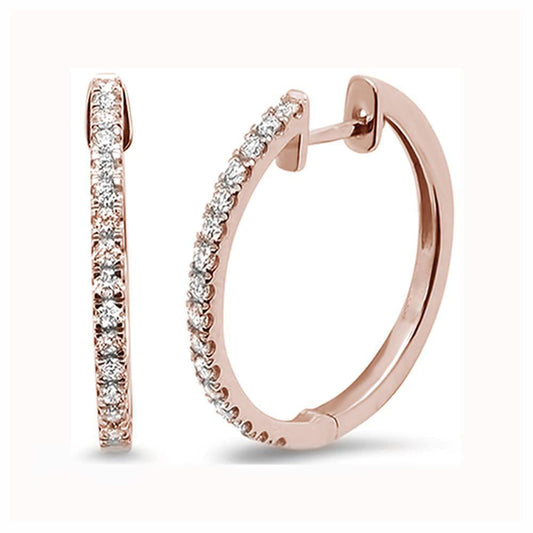 Muse Jewelry .26ct 10k Rose Gold Diamond Hoop Huggie Earrings