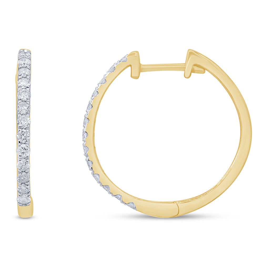 Muse Jewelry .24ct 10k Yellow Gold Diamond Hoop Huggie Earrings