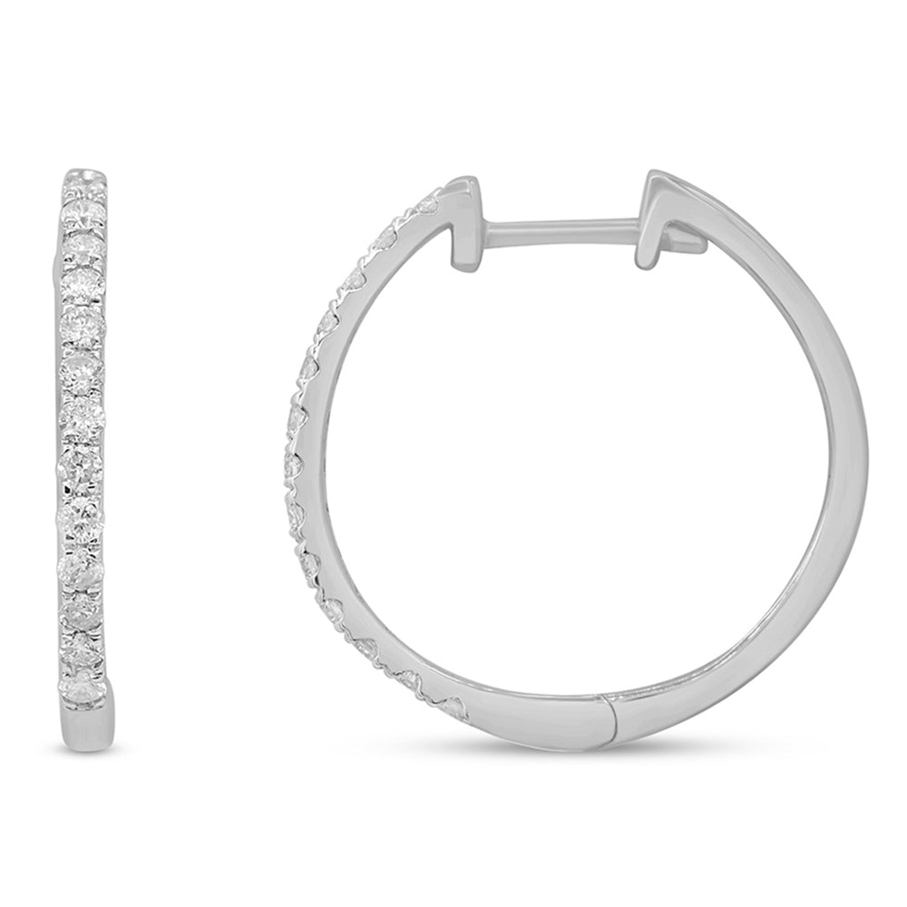 Muse Jewelry .27ct 10k White Gold Diamond Hoop Huggie Earrings