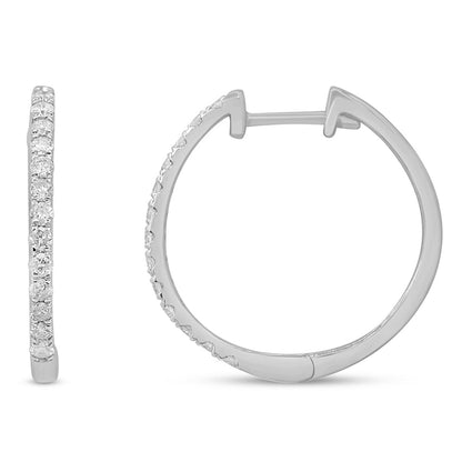 Muse Jewelry .27ct 10k White Gold Diamond Hoop Huggie Earrings