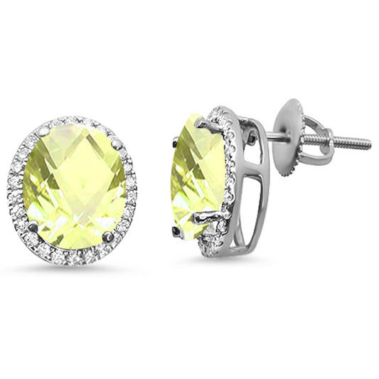 Muse Jewelry 5.21ct Oval Lemon 10k White Gold Halo Stud Diamond Earrings