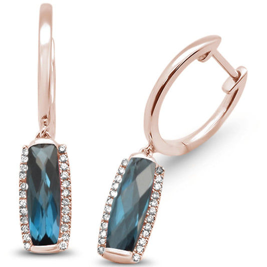 Muse Jewelry 2.51cts 14k Rose Gold Natural Blue Topaz & Diamond Earrings