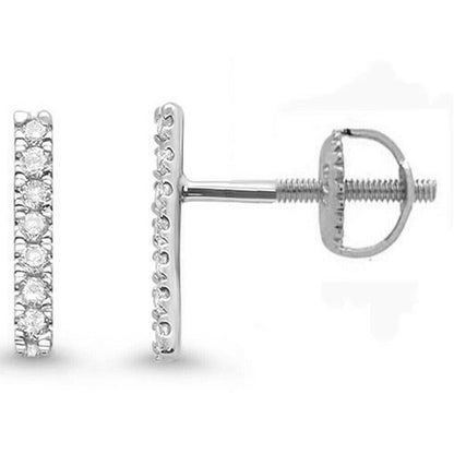 Muse Jewelry .11ct G SI 14K Gold Diamond Bar Line Modern Screw Back Earrings