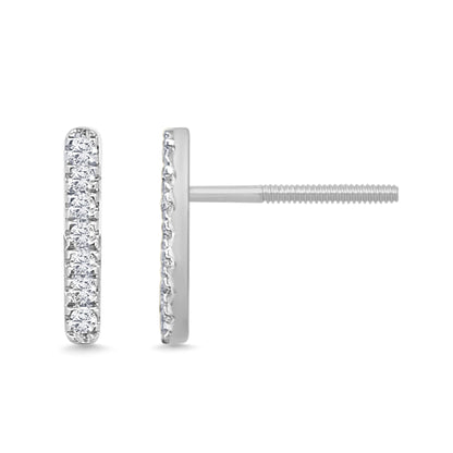 Muse Jewelry .10ct 14k White Gold Diamond Line Modern Screw Back Earrings