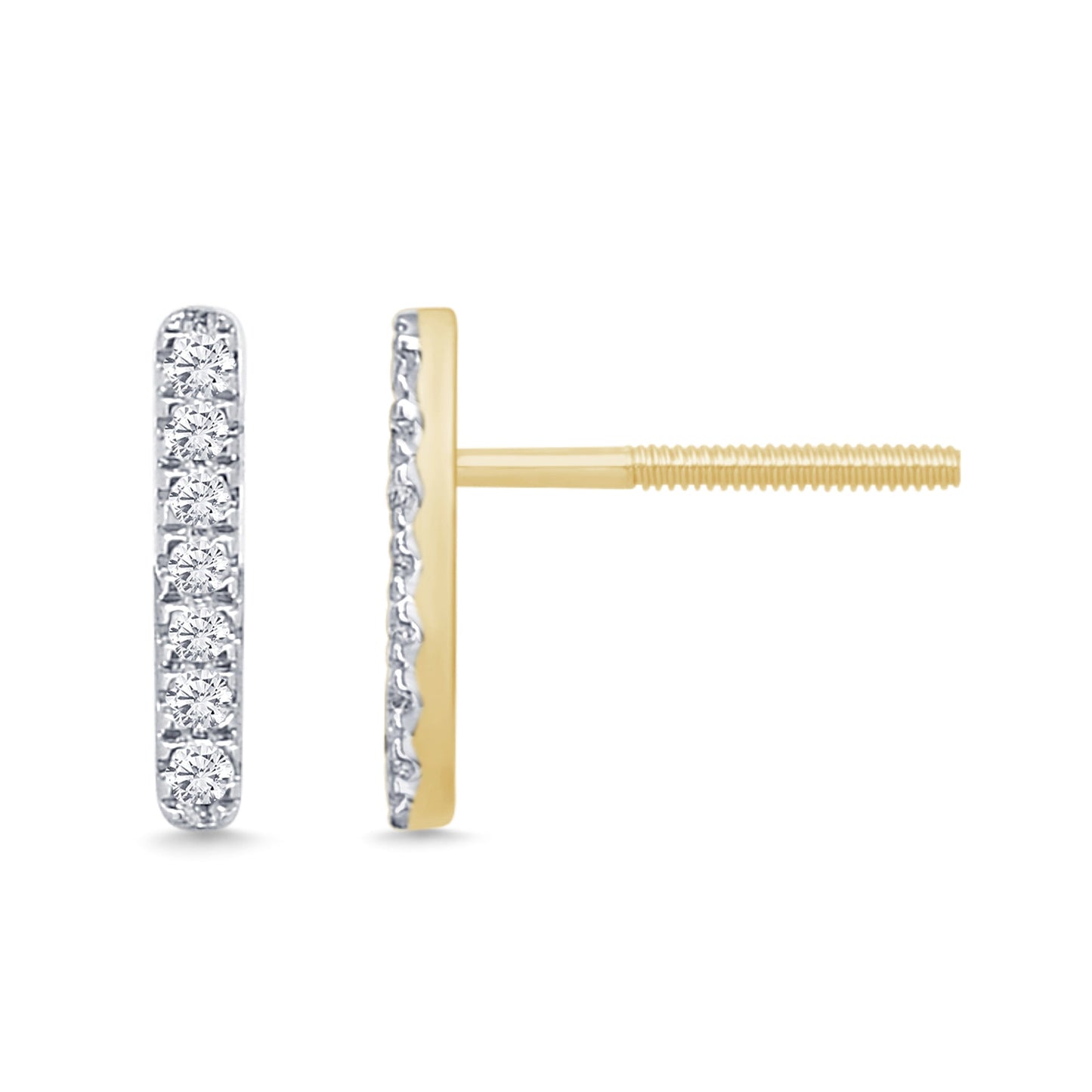 Muse Jewelry .11ct 14k yellow Gold Diamond Line Modern Screw Back Earrings