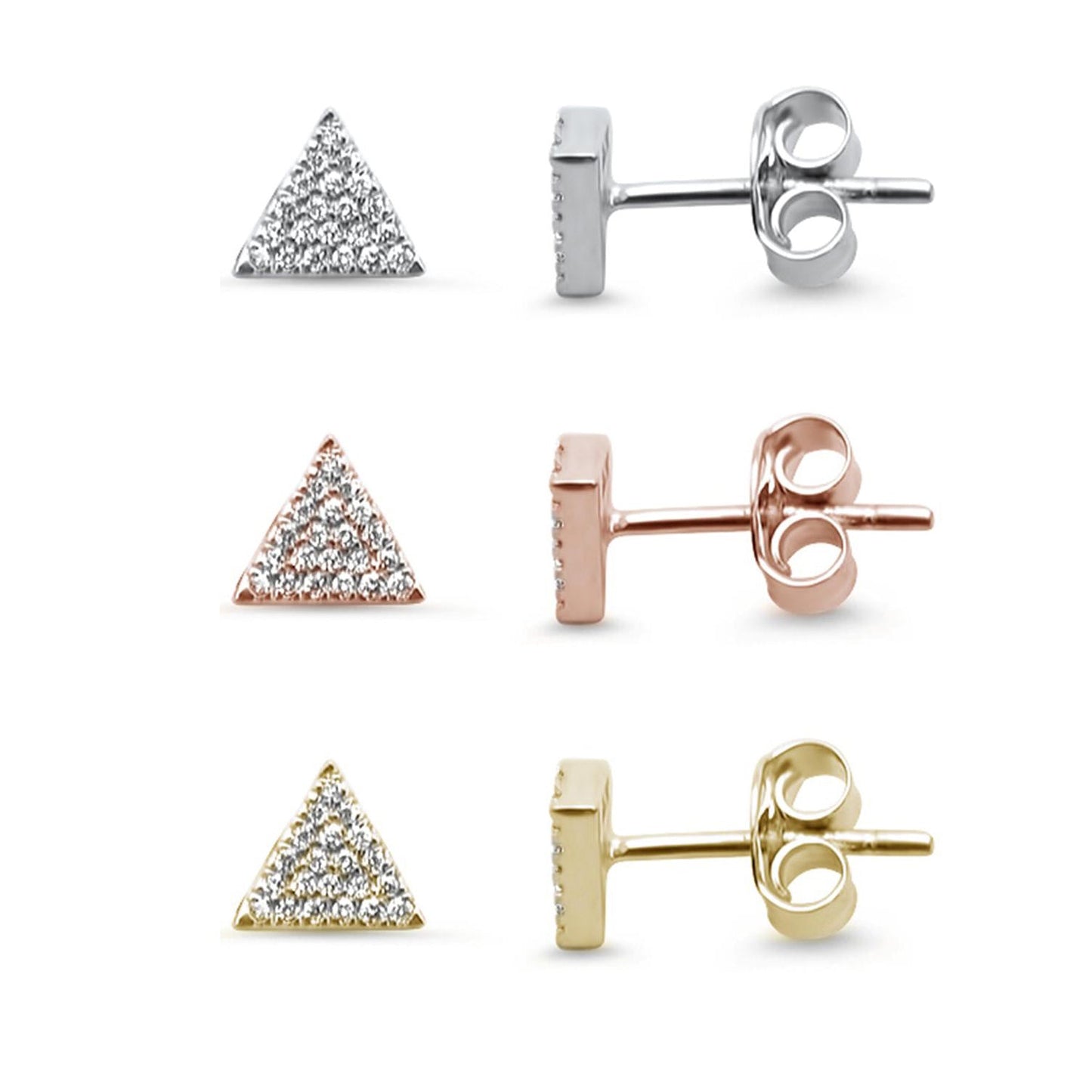 Muse Jewelry .09ct 14kt Gold Triangle Diamond Stud Earrings