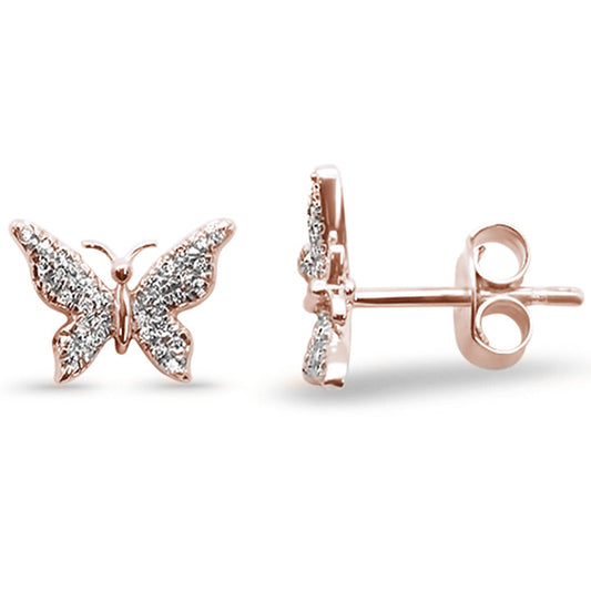 Muse Jewelry .11ct 14kt Rose Gold Butterfly Diamond Stud Earrings