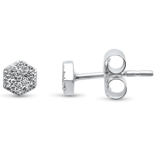 Muse Jewelry .08ct 14kt White Gold Hexagon Trendy Diamond Stud Earrings