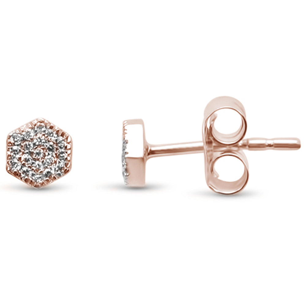 Muse Jewelry .07ct 14kt Rose Gold Hexagon Trendy Diamond Stud Earrings