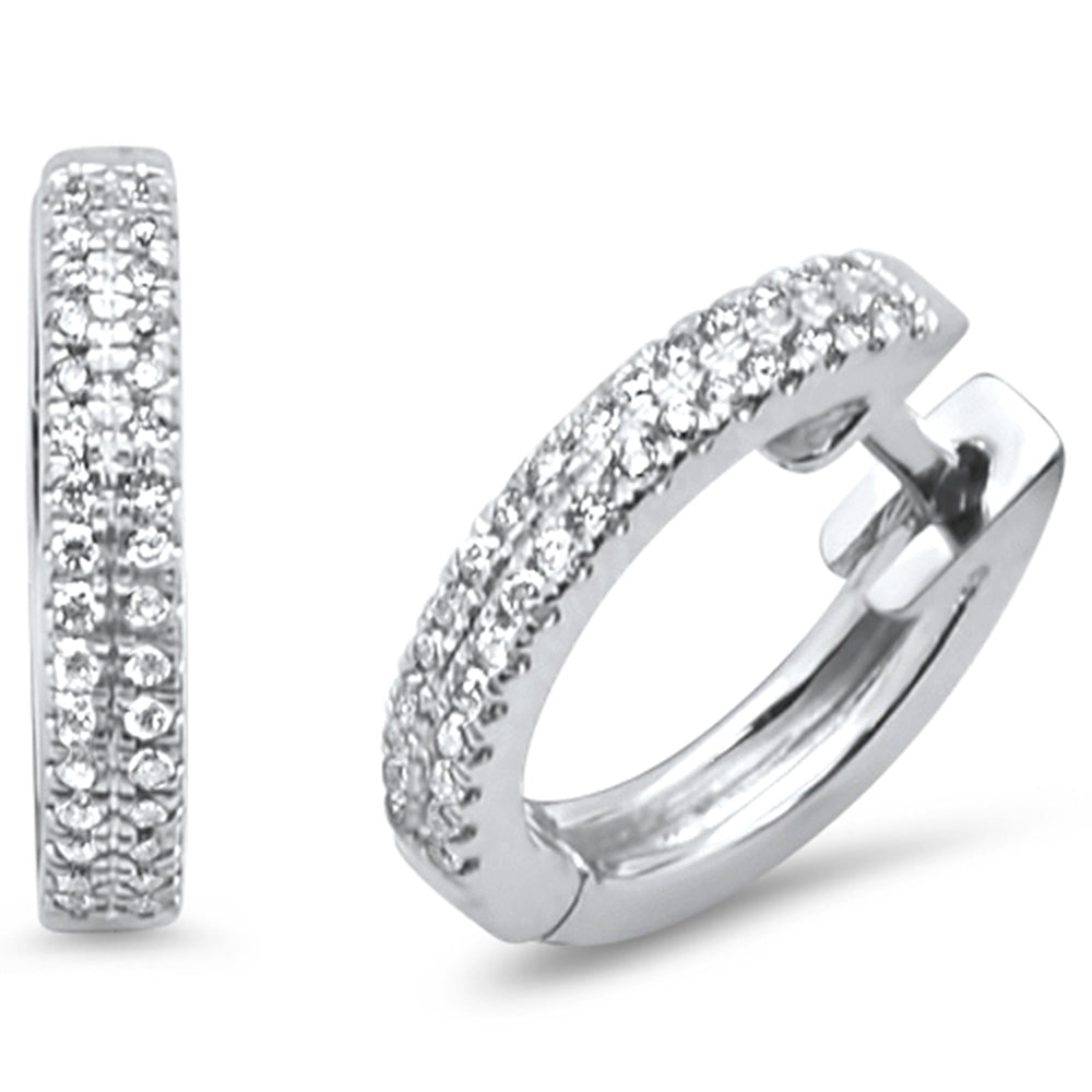 Muse Jewelry .14ct 14kt White Gold Trendy Diamond Hoop Huggie Earrings