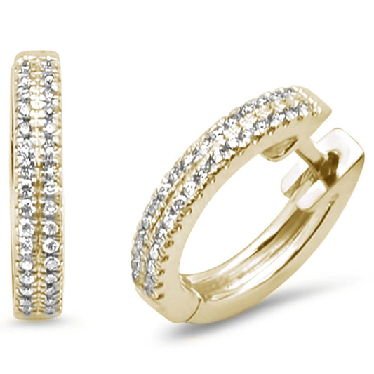 Muse Jewelry .13ct 14kt Yellow Gold Trendy Diamond Hoop Huggie Earrings