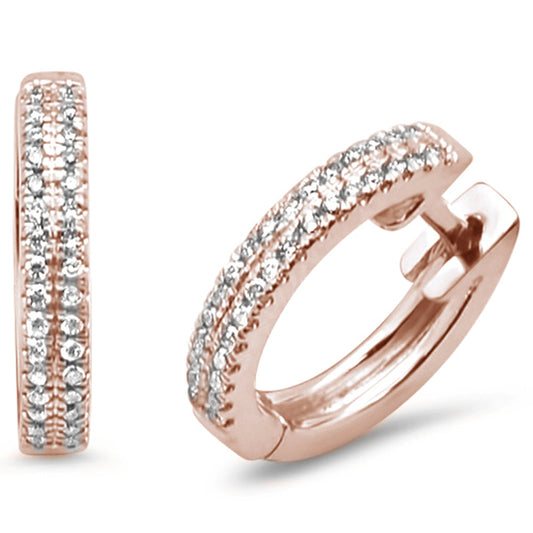 Muse Jewelry .13ct 14kt Rose Gold Trendy Diamond Hoop Huggie Earrings