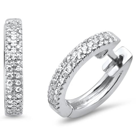 Muse Jewelry .14ct 14kt White Gold, Yellow Gold, Rose Gold Trendy Diamond Hoop Huggie Earrings