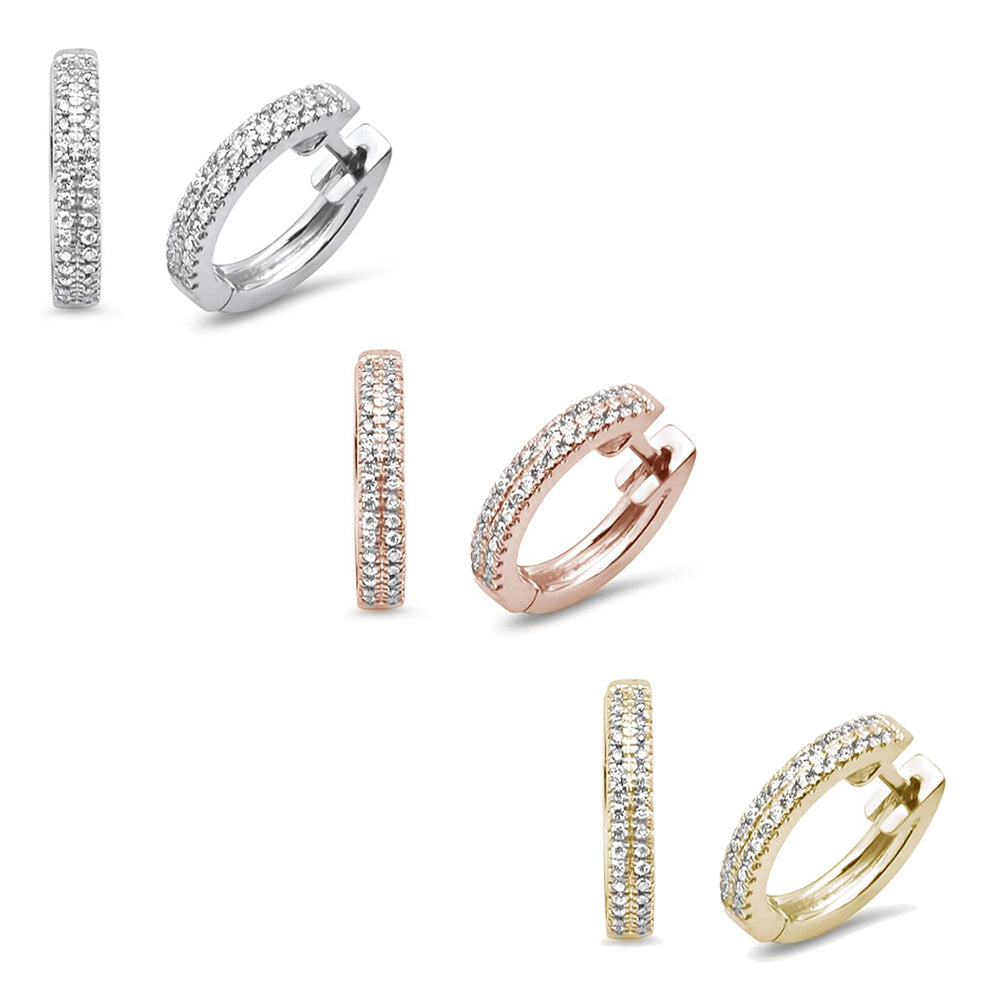 Muse Jewelry .14ct 14kt White Gold, Yellow Gold, Rose Gold Trendy Diamond Hoop Huggie Earrings