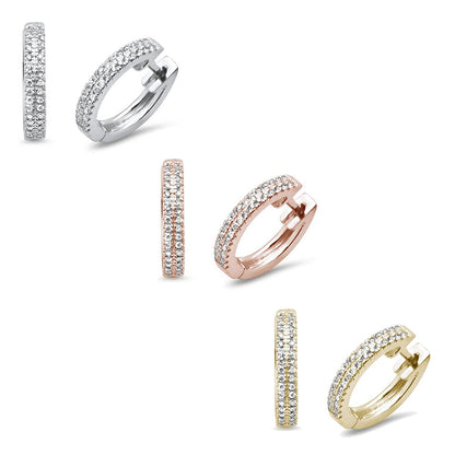 Muse Jewelry .14ct 14kt White Gold, Yellow Gold, Rose Gold Trendy Diamond Hoop Huggie Earrings