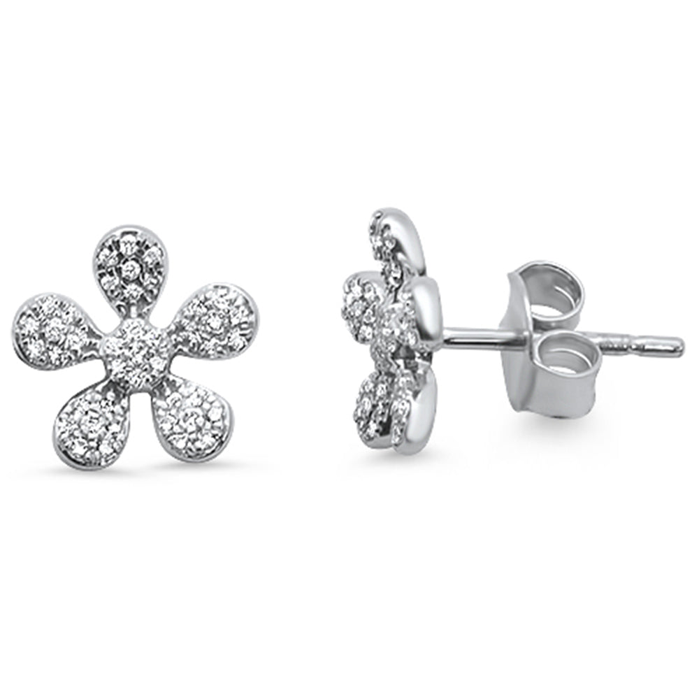 Muse Jewelry .17ct 14kt White Gold CuteTrendy Flower Diamond Stud Earrings