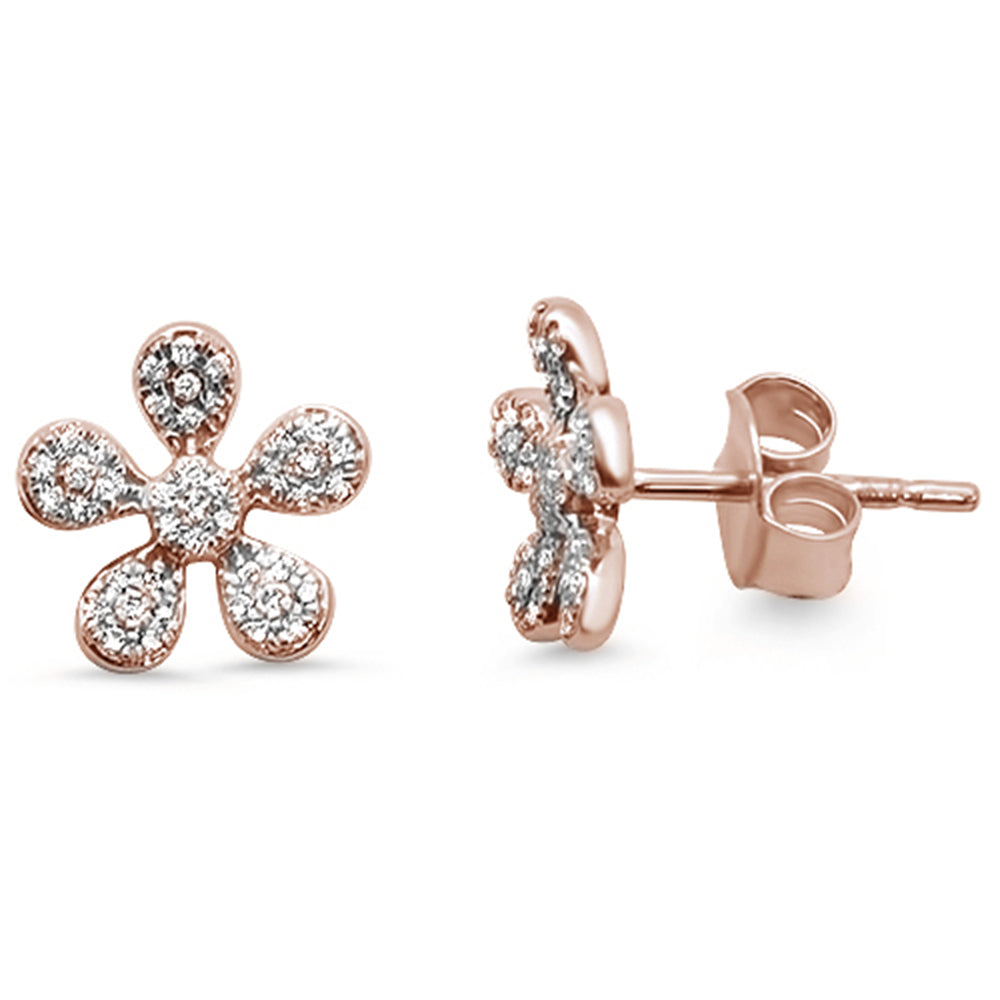 Muse Jewelry .17ct 14kt Rose Gold CuteTrendy Flower Diamond Stud Earrings