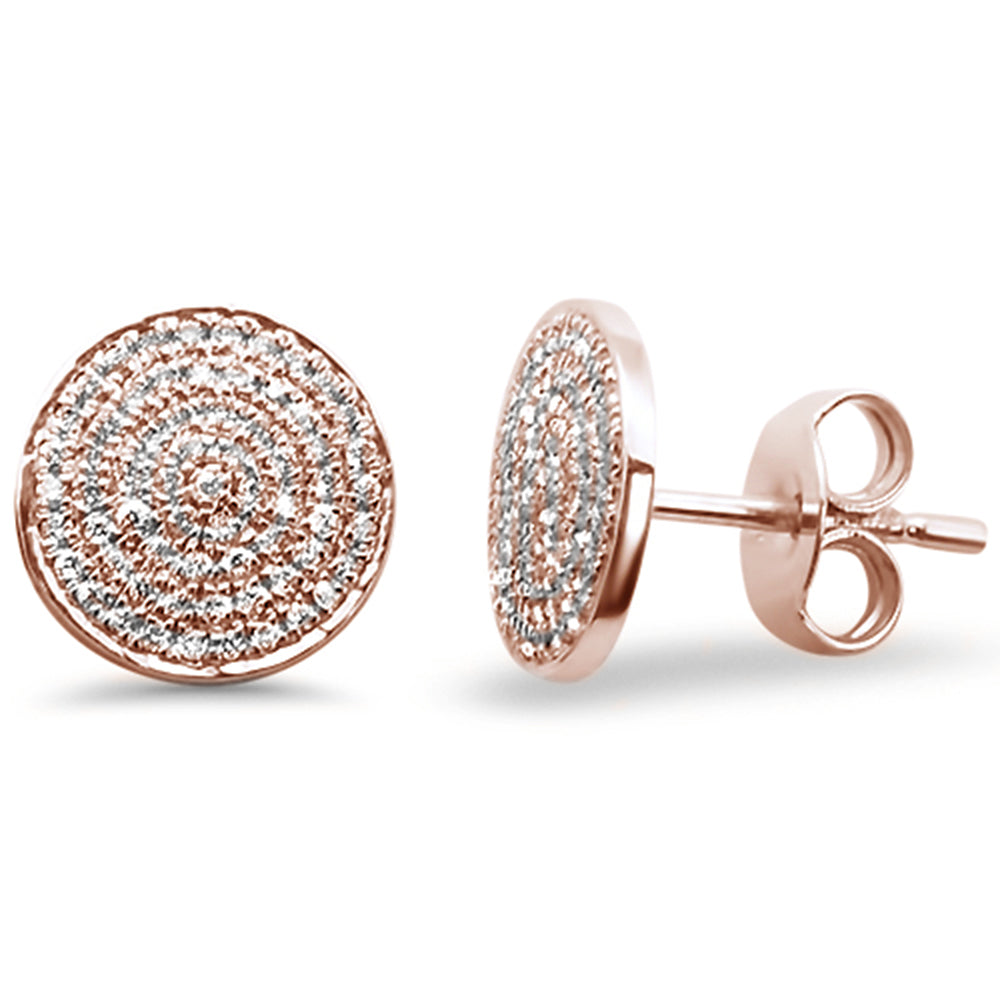 Muse Jewelry .26ct 14kt Rose Gold Micro Pave Disc Diamond Stud Earrings