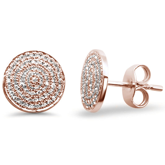 Muse Jewelry .26ct 14kt Rose Gold Micro Pave Disc Diamond Stud Earrings