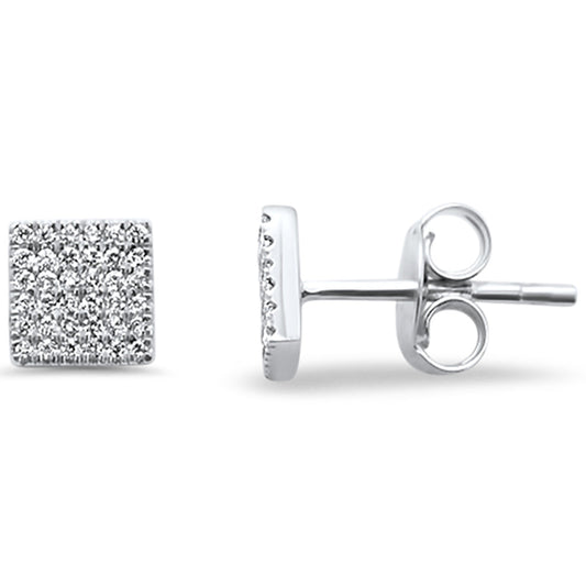 Muse Jewelry .12ct 14kt White Gold Trendy Square Diamond Stud Earrings