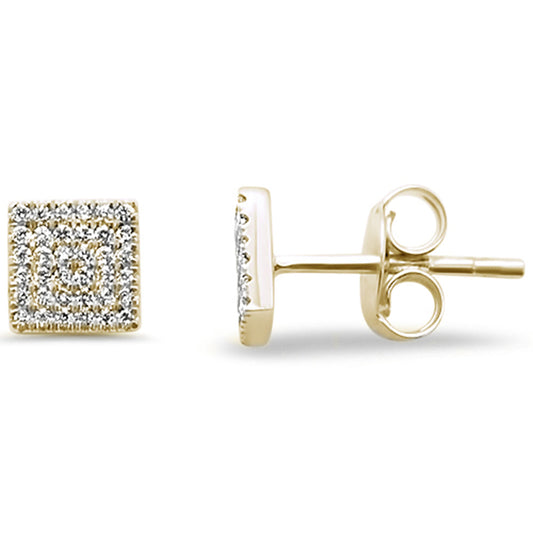 Muse Jewelry .15ct 14kt Yellow Gold Trendy Square Diamond Stud Earrings