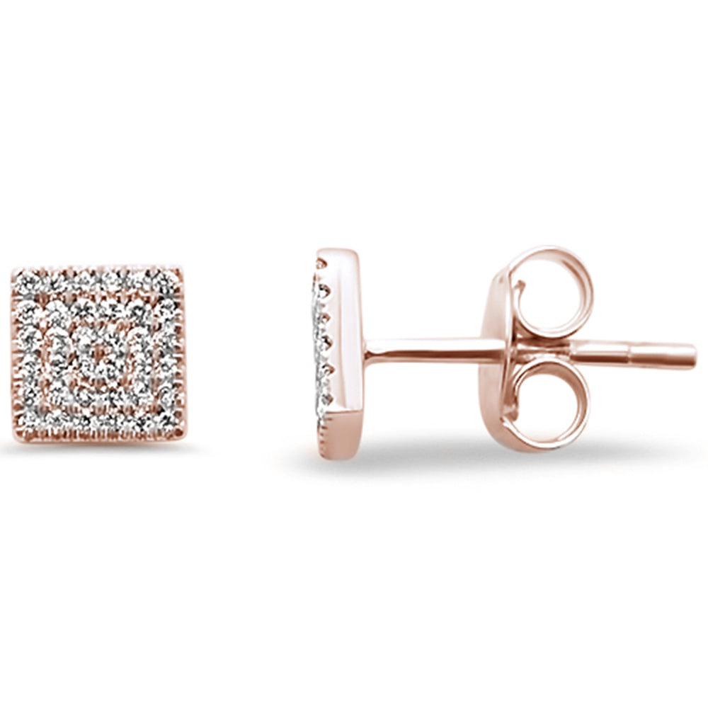 Muse Jewelry .15ct 14kt Rose Gold Trendy Square Diamond Stud Earrings