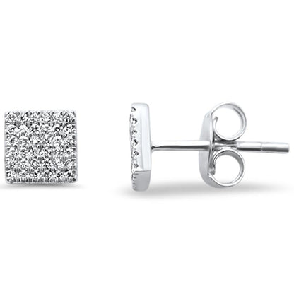 Muse Jewelry .12ct 14kt Gold Trendy Square Diamond Stud Earrings