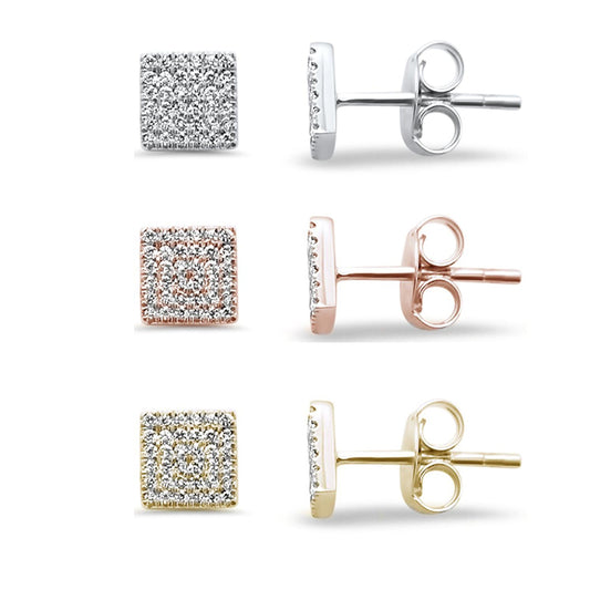 Muse Jewelry .12ct 14kt Gold Trendy Square Diamond Stud Earrings