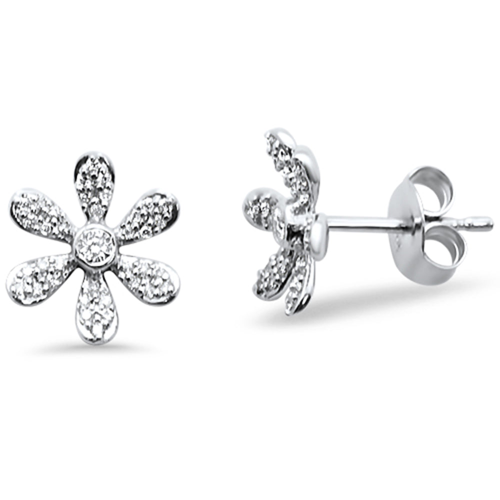 Muse Jewelry .19ct 14kt White Gold Diamond Trendy Flower Stud Earrings