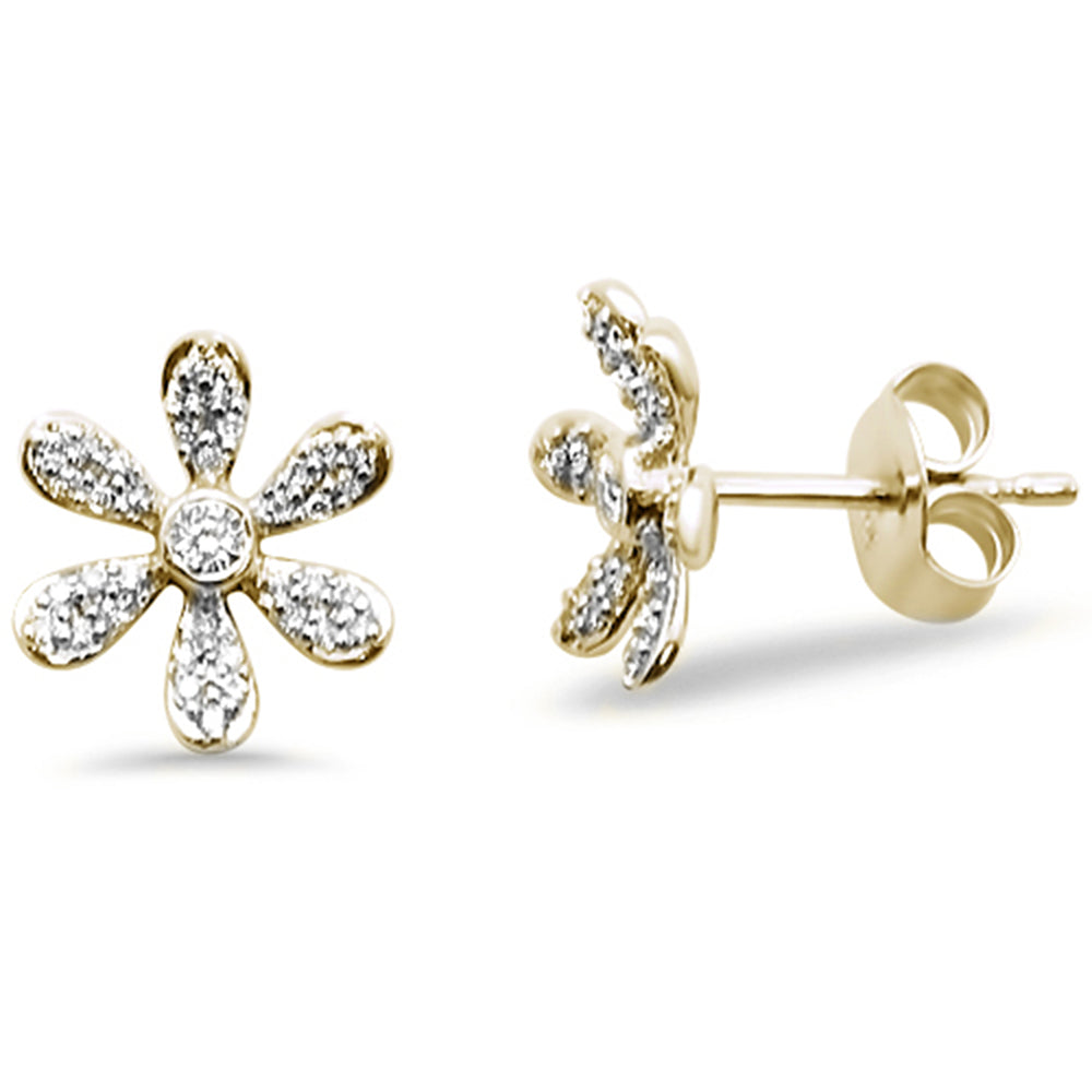 Muse Jewelry .20ct 14kt Yellow Gold Diamond Trendy Flower Stud Earrings